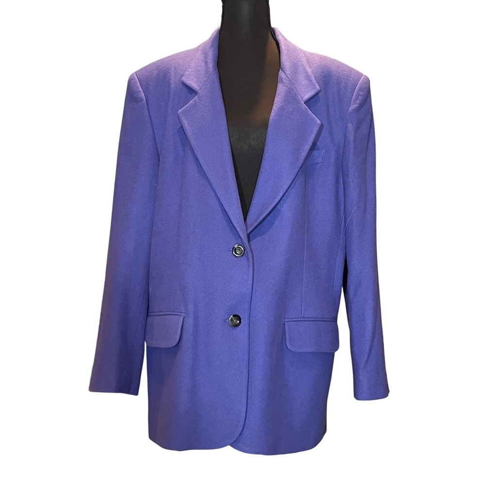 VTG Hunt Club Purple Wool Lambswool Blazer Jacket 16 Dark Academia 80s Corporate